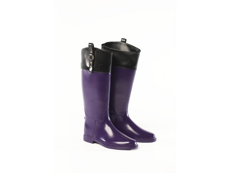 Regen-Stiefel und Reit-Stiefel Harlequin Violet-Schwarz